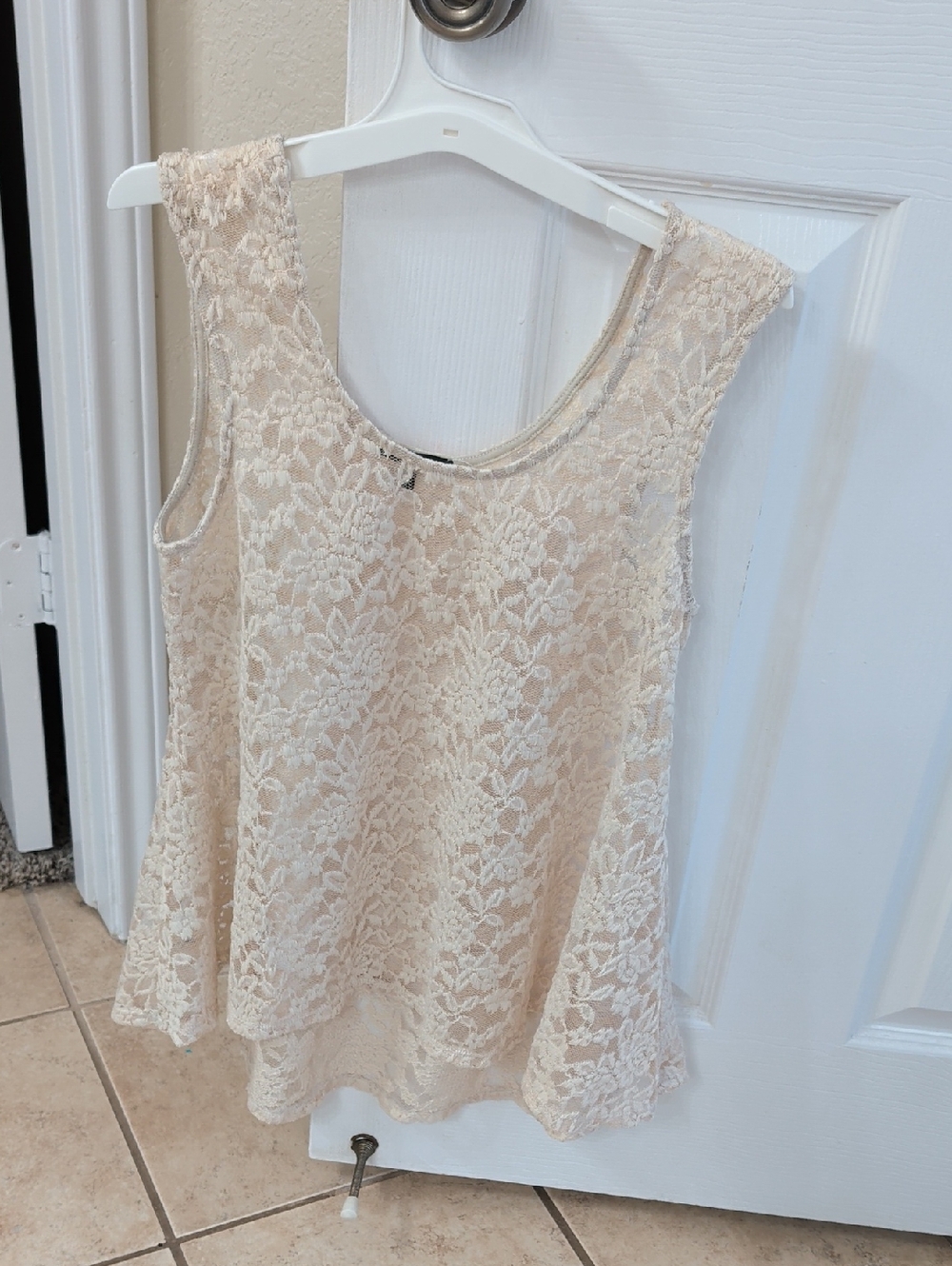 Ivory Lace Flare Camisole Tank
